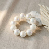 High Gloss Pearlescent White 24mm Bead Bracelet