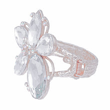 Cargar imagen en el visor de la galería, Silver Clear Crystal Flower Hinge Cuff
