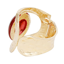 Cargar imagen en el visor de la galería, Cuff Red Round Swirl Resin Chunky Gold Bracelet
