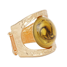 Cargar imagen en el visor de la galería, Cuff Yellow Round Swirl Resin Chunky Gold Bracelet
