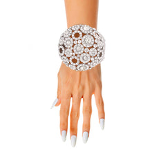 Cargar imagen en el visor de la galería, Cuff Domed Silver Round Rhinestone Chunky Bracelet
