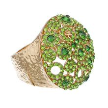 Cargar imagen en el visor de la galería, Cuff Domed Green Round Rhinestone Chunky Bracelet
