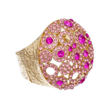 Cargar imagen en el visor de la galería, Cuff Domed Pink Round Rhinestone Chunky Bracelet
