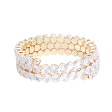 Cargar imagen en el visor de la galería, Memory Wire Gold Rhinestone Wrap Bracelet Women

