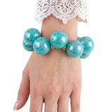 Aqua Blue Marble Bubble Ball Bead Bracelet