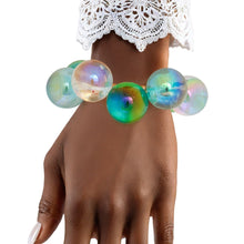 Cargar imagen en el visor de la galería, Bracelet Blue Green Iridescent Bubble Ball Bead

