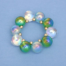 Cargar imagen en el visor de la galería, Bracelet Blue Green Iridescent Bubble Ball Bead
