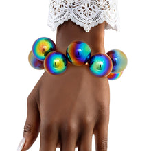 Cargar imagen en el visor de la galería, Bracelet Black Iridescent Bubble Ball Bead
