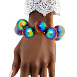 Bracelet Black Iridescent Bubble Ball Bead