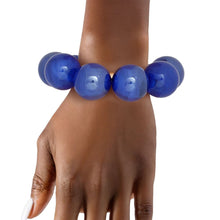 Load image into Gallery viewer, Bracelet Swirled Blue Marble Bubble Ball Bead
