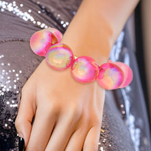 Cargar imagen en el visor de la galería, Bracelet Fuchsia Iridescent Bubble Ball Bead
