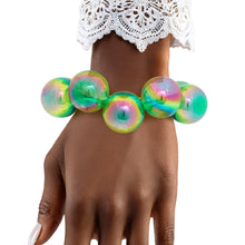 Cargar imagen en el visor de la galería, Bracelet Green Iridescent Bubble Ball Bead

