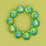 Bracelet Green Iridescent Bubble Ball Bead