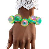 Bracelet Green Iridescent Bubble Ball Bead