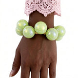 Lime Green Marble Bubble Ball Bead Bracelet