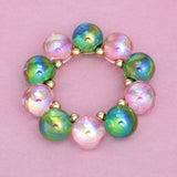 Bracelet Pink Green Iridescent Bubble Ball Bead