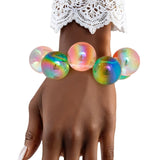 Bracelet Pink Green Iridescent Bubble Ball Bead