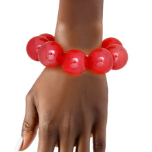 Load image into Gallery viewer, Bracelet Swirled Red Marble Bubble Ball Bead
