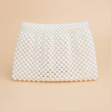 Cargar imagen en el visor de la galería, Evening Clutch Cream Pearl Woven Handmade Flap Bag
