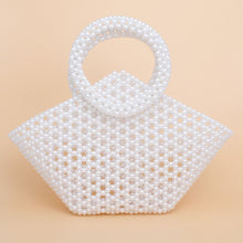Cargar imagen en el visor de la galería, Top Handle Trapeze White Pearl Woven Handbag Bag
