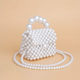Micro Top Handle White Pearl Woven Handmade Bag