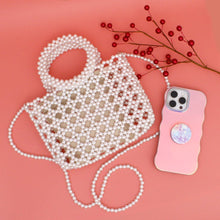Cargar imagen en el visor de la galería, Top Handle Square White Pearl Woven Handbag
