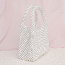 Cargar imagen en el visor de la galería, Top Handle Luxe Lady White Pearl Hollywood Handbag
