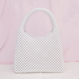 Top Handle Luxe Lady White Pearl Hollywood Handbag