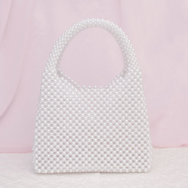 Top Handle Luxe Lady White Pearl Hollywood Handbag