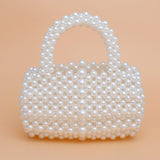 Barrel Bag Luminous Cream Pearl Woven Handbag