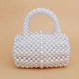 Barrel Bag Luminous White Pearl Woven Handbag