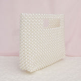 Clutch Vintage Cream Pearl Cut Out Handle Bag