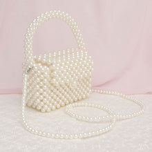 Cargar imagen en el visor de la galería, Top Handle Retro Luxe Cream Pearl Flap Handbag
