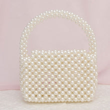 Cargar imagen en el visor de la galería, Top Handle Retro Luxe Cream Pearl Flap Handbag
