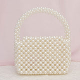 Top Handle Retro Luxe Cream Pearl Flap Handbag