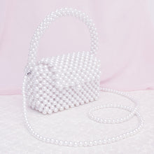 Load image into Gallery viewer, Top Handle Retro Luxe White Pearl Flap Handbag
