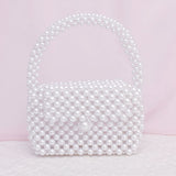 Top Handle Retro Luxe White Pearl Flap Handbag
