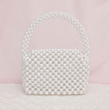 Top Handle Retro Luxe White Pearl Flap Handbag