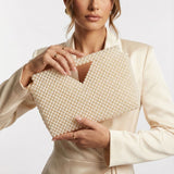 Clutch Cream Pearl Open Top Handmade Bag