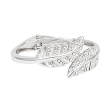 Cargar imagen en el visor de la galería, Cuff Polished Silver Rhinestone Wrap Leaf Bracelet
