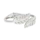 Cuff Polished Silver Rhinestone Wrap Leaf Bracelet