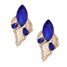Load image into Gallery viewer, Elegant Royal Blue Leaf Stud
