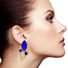 Load image into Gallery viewer, Elegant Royal Blue Leaf Stud
