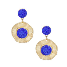 Cargar imagen en el visor de la galería, Drop Glam Royal Blue Stone Gold Round Earrings
