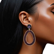 Cargar imagen en el visor de la galería, Drop Purple Passion Rhinestone Gold Earrings
