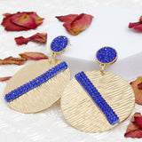 Drop Gold Party Ready Blue Rhinestone Earrings
