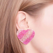 Load image into Gallery viewer, Studs Fuchsia Stripe Glam Heart Earrings for Women
