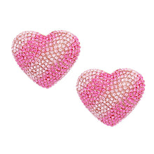 Load image into Gallery viewer, Studs Fuchsia Stripe Glam Heart Earrings for Women
