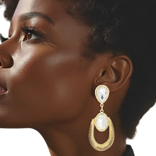 Load image into Gallery viewer, Teardrop Gold Crystal Coiled Wire Earrings Women
