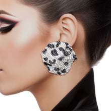 Cargar imagen en el visor de la galería, Stud Silver Leopard Stone Wavy Earrings for Women
